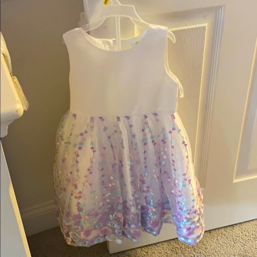 White and flowered formal dress